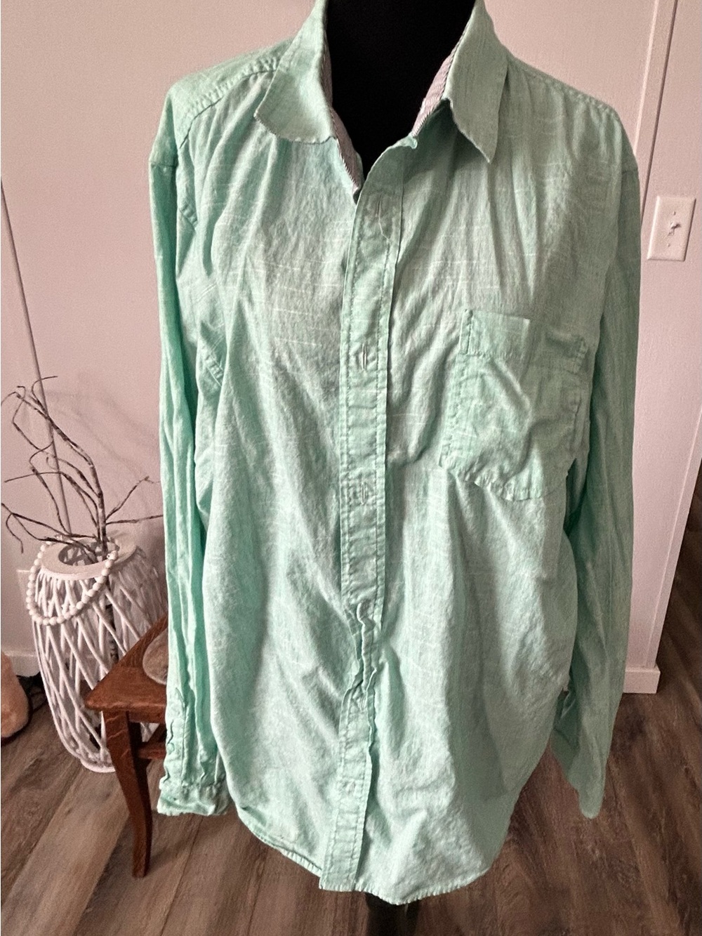 GUESS Men’s Casual Button-Down Shirt in Mint Green